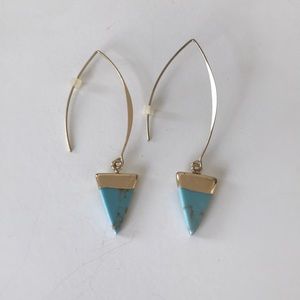 Turquoise and gold drop earrings.